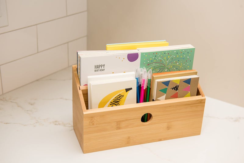 Lipper International 808 Bamboo Wood 2-Slot Office Supply Desk Organizer, 10 3/4" x 4 1/8" x 6" - Image 5