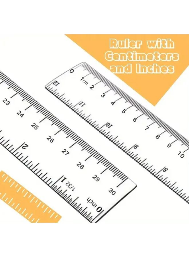 2pcs 12 Inch Transparent Acrylic Ruler Centimeter And Inch School Office Measuring Tools - Image 4