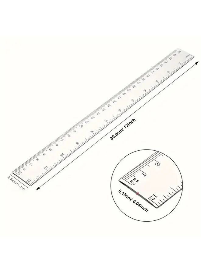 2pcs 12 Inch Transparent Acrylic Ruler Centimeter And Inch School Office Measuring Tools - Image 3