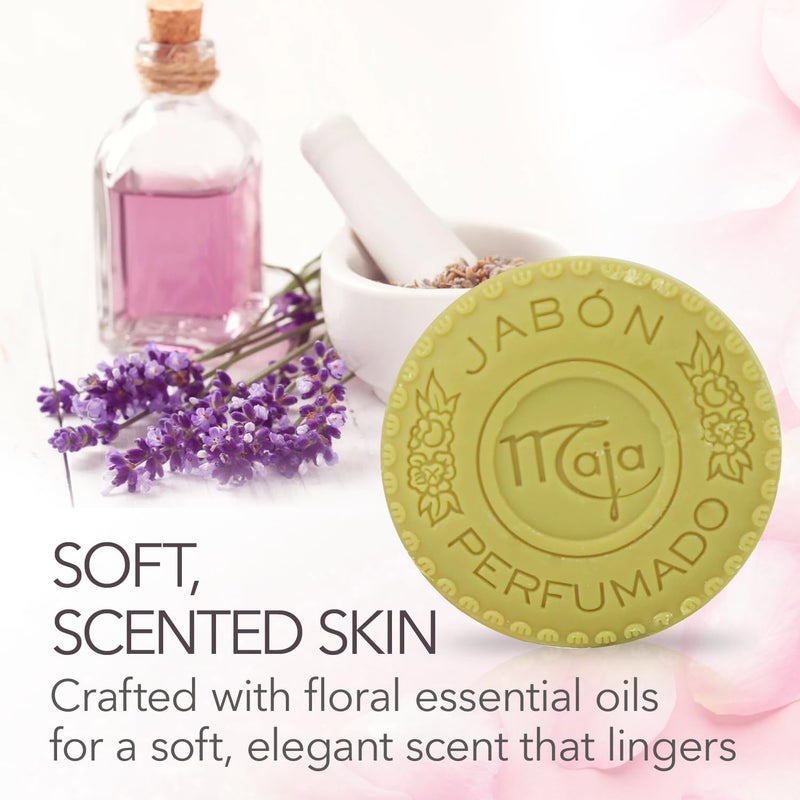 Maja, Classic Soap Perfumed Soap Round and Luxurious Round Soap to Clean and Moisturize your skin Leaves Skin Beautifully Scented and Soft 3Pack of 3.5 Oz Bar Soaps, Rose, 3 Count, (Pack of 3) - Image 2