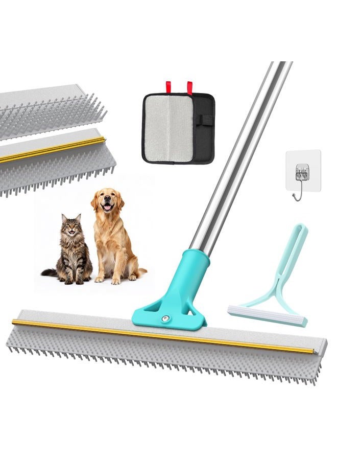 TIKIWIK Carpet Rake for Pet Hair Removal with Extra-Long and Thickened Brush, 3-Pack Pet Hair Removal Tool, 54" Adjustable Long Handle, Cat and Dog Hair Remover for Carpets, Sofa, Clothes, Couch and Stairs - Image 1