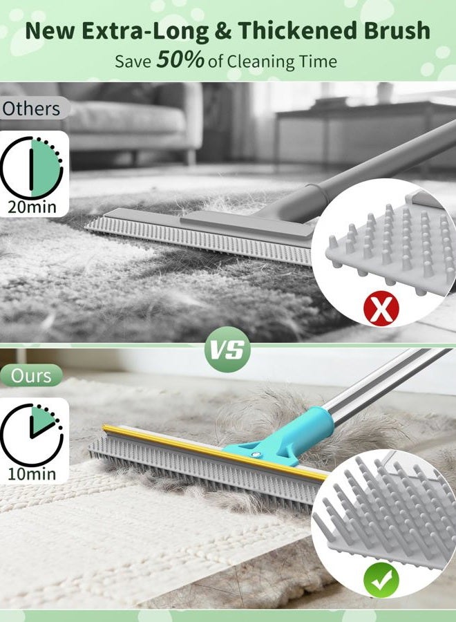 TIKIWIK Carpet Rake for Pet Hair Removal with Extra-Long and Thickened Brush, 3-Pack Pet Hair Removal Tool, 54" Adjustable Long Handle, Cat and Dog Hair Remover for Carpets, Sofa, Clothes, Couch and Stairs - Image 2