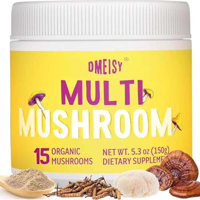 Dmeisy Mushroom Powder | for Mushroom Coffee, 20-in-1 Mushroom Complex with Lions Mane Powder, Reishi, Cordyceps, Turkey Tail & Herbs, Brain Supplements for Memory and Focus, Energy, Immunity - 5.3oz - Image 1