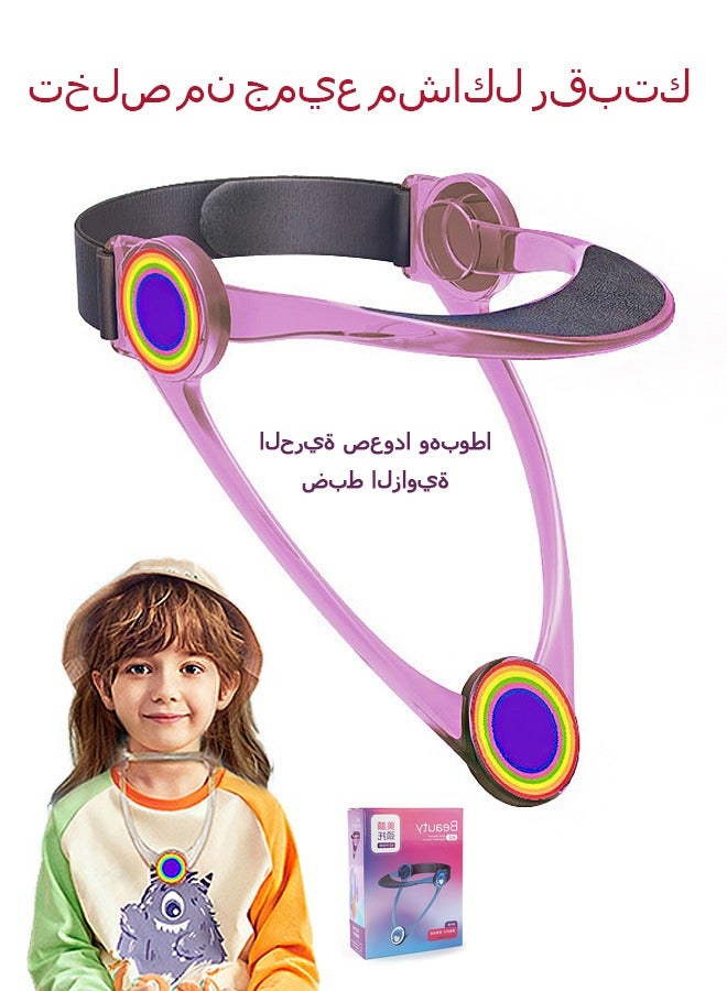 Neck Brace for Kids, 360 Degree Adjustable Soft Silicone Neck Support, Cervical Collar with Neck Stretcher (Pink) - Image 1