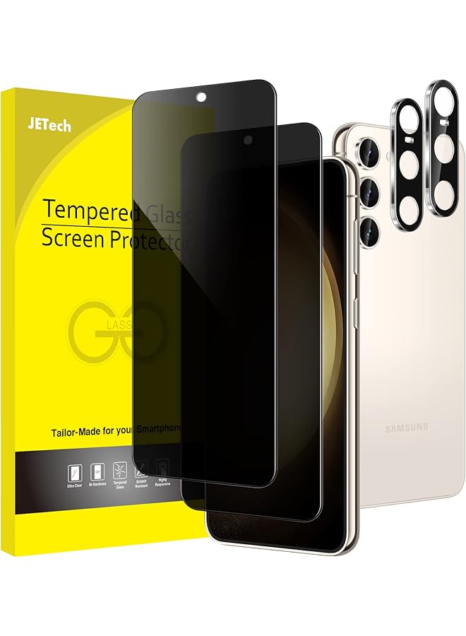 Jetech Privacy Screen Protector For Samsung Galaxy S23 5G 6.1 Inch With Camera Lens Protector Anti Spy Tempered Glass Film Fingerprint ID Compatible 2 Pack Each - Image 1