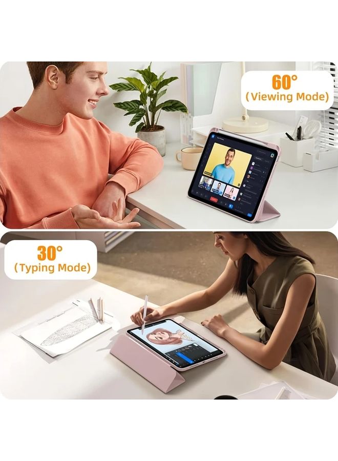 Magnetic Stand Case For iPad Air 11 2025 M3 Light Blue Transparent Hard Shell With Pen Slot - Image 4