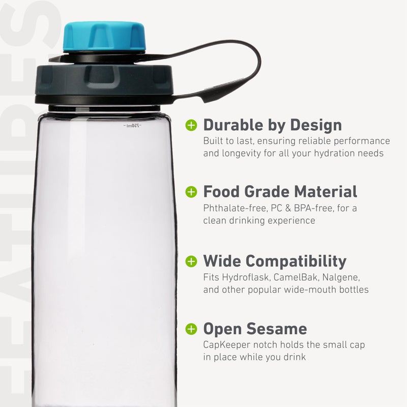 Humangear humangear capCAP+ | Converts Wide-Mouth Openings | Secure Easy Open | Food-Safe Material | Water Bottle Accessory Lid, Light Blue  - Image 4