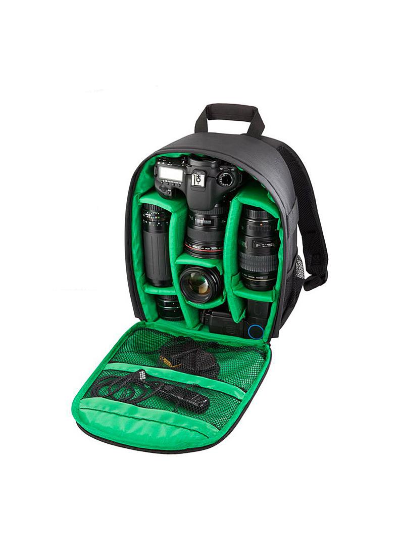 1 PCS Nylon DSLR Camera Backpack With Rain Cover Green - Image 1