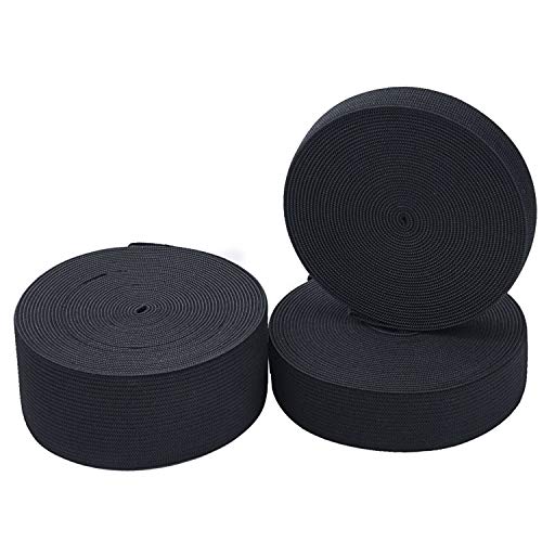 Sunmns 3 Rolls Sewing Stretch Elastic Band Spool, 3/5, 1, 1-1/2 Inch in Width, 5.5 Yards/Roll (Black) - Image 2