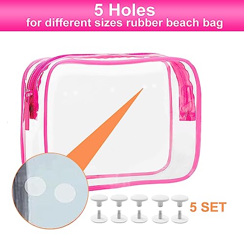 Everfunny 3 Packs Clear Bogg Beach Tote Bag with 4 Pack Insert Hooks Accessories for Bogg Bags Travel Makeup Clean Toiletry Brush Organizer Cosmetic Divider Storage Inner Pouch (Rose Red) - Image 5