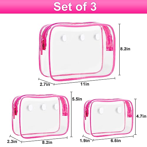 Everfunny 3 Packs Clear Bogg Beach Tote Bag with 4 Pack Insert Hooks Accessories for Bogg Bags Travel Makeup Clean Toiletry Brush Organizer Cosmetic Divider Storage Inner Pouch (Rose Red) - Image 4