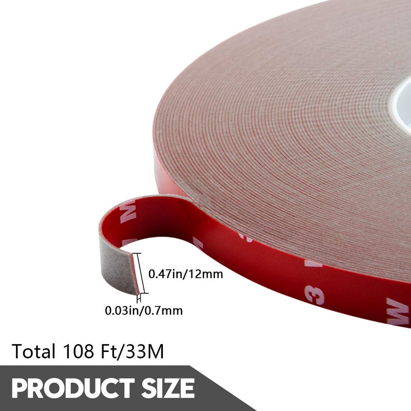 ToLanbbt Double Sided Tape Heavy Duty Waterproof Mounting Adhesive Tape Foam Tape for LED Strip Lights Home Decoration Office Decorations (108Ft x 0.47" x 0.03") - Image 2