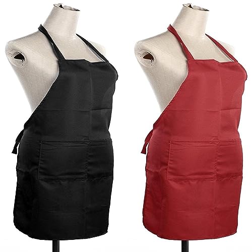 Exporthub Waterproof Kitchen Apron (Set of 2 Piece) Black and Red Apron… - Image 1
