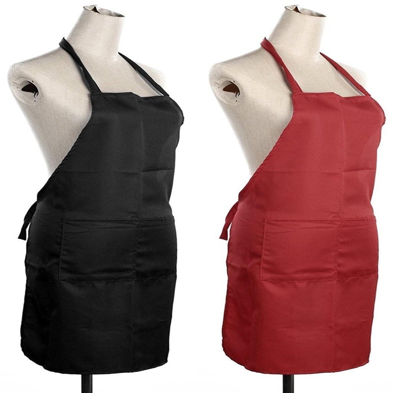 Exporthub Waterproof Kitchen Apron (Set of 2 Piece) Black and Red Apron… - Image 3