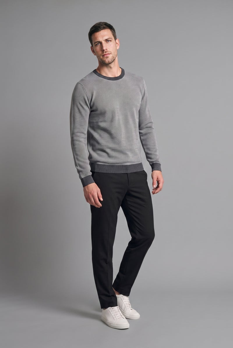 DeFacto Grey Man Standard Fit Crew Neck Knitwear Pullover Casual - Image 1