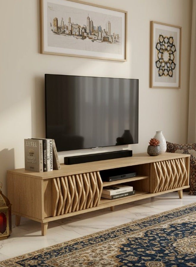 ليفينج طاولة تلفزيون بلازما خشبية مع رف 40×160 سم - Image 1