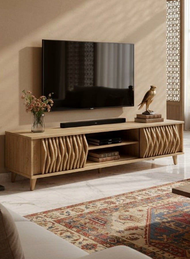 ليفينج طاولة تلفزيون بلازما خشبية مع رف 40×160 سم - Image 2