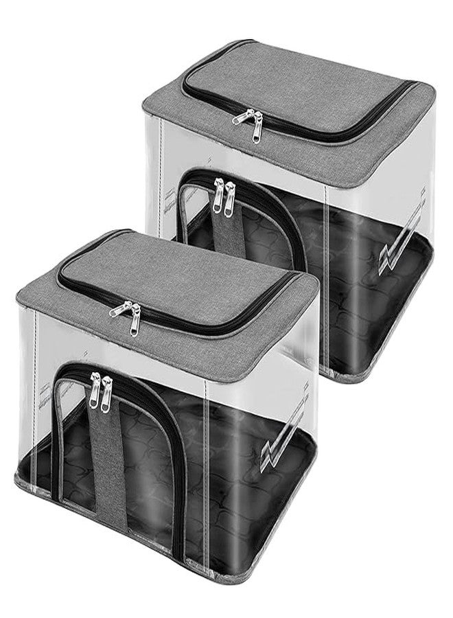 Nirvik Nylon 33 L PVC Transparent Moisture Proof Storage box for Clothes Under Bed Closet Wardrobe Organizer Bag for Clothes with Carry Handle (Grey, 44 x 31 x 24 cm) (3) - Image 5