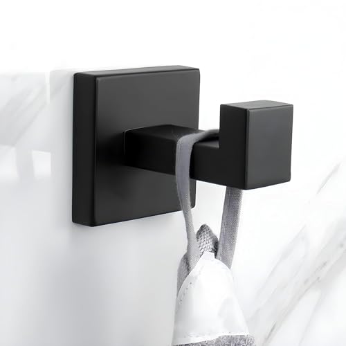 JIALTO 4 pcs Self-Adhesive Hooks: Heavy-Duty Waterproof Stainless Steel for Drilling-Free Wall Mounting - Ideal for Strong Coat, Kitchen, and Bathroom Towel Hanging (Matt Black) - Image 3