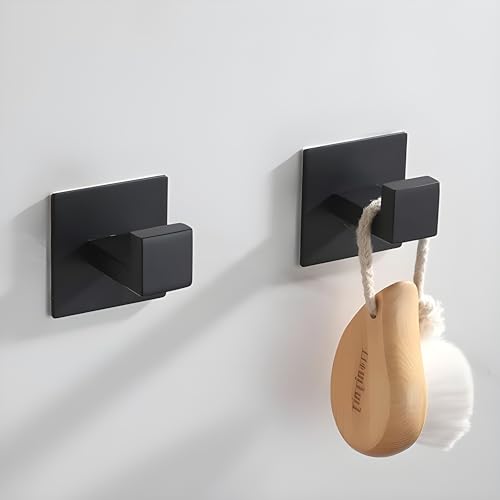 JIALTO 4 pcs Self-Adhesive Hooks: Heavy-Duty Waterproof Stainless Steel for Drilling-Free Wall Mounting - Ideal for Strong Coat, Kitchen, and Bathroom Towel Hanging (Matt Black) - Image 5
