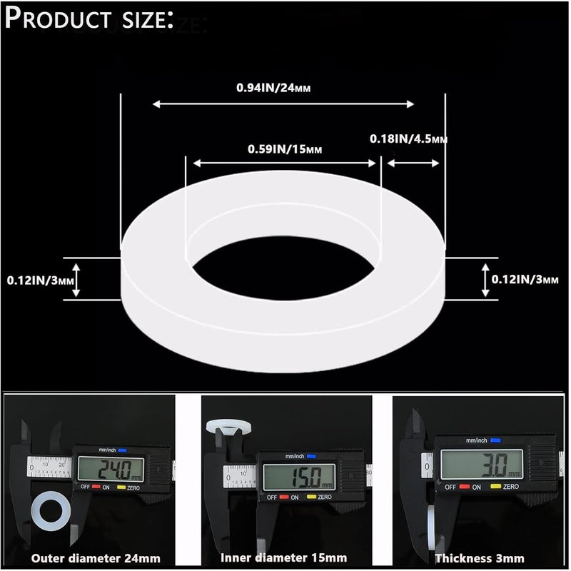 AimatRun 20 Pieces of 3/4-Inch Silicone Gaskets: kitchen pipe washers, garden hose sealing rings for watering, water tank connector bulkhead parts, faucet & shower hose seals, rubber gaskets for flange sealing - Image 3