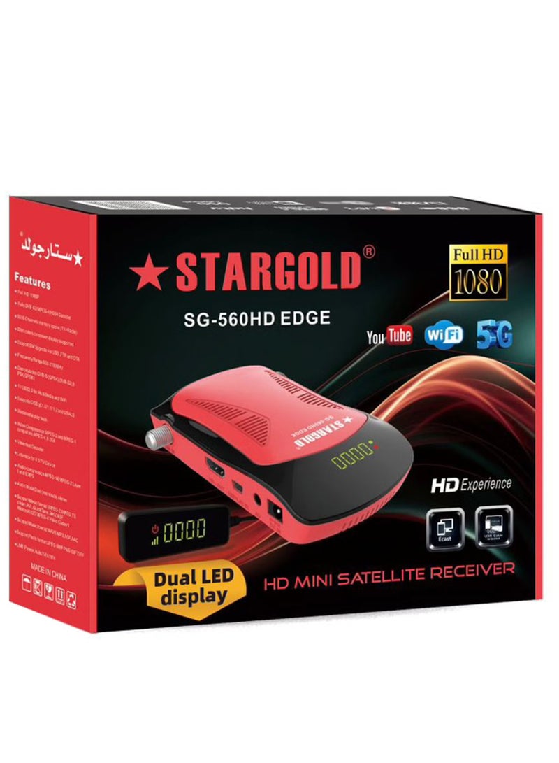Stargold SG-560HD Edge Mini Satellite Receiver with Dual LED Display Full HD 1080p WiFi and 5G Connectivity  - Image 2