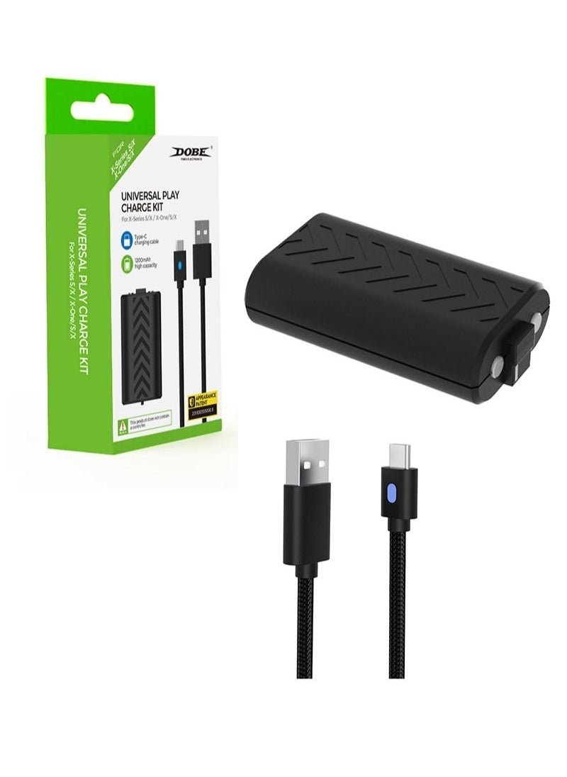 باقة بطارية وحدة التحكم اللاسلكية إكس بوكس ون/X، 1200 مللي أمبير مع كابل شحن LED مؤشر USB نوع-C - Image 1