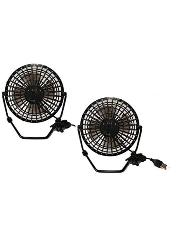 Generic Set of 2 Mini USB Desk Fans – Portable & Quiet – Black – Ideal for Office, Laptop, and Home Use 