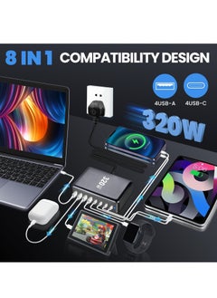Necomi 320W USB C Charger, 8 Port Fast Charging Station Type C Hub,PD 100W/65W/20/W Laptop Charger Adapter for iPad iPhone 15 14 13 12 11 Pro Max etc  - Image 4