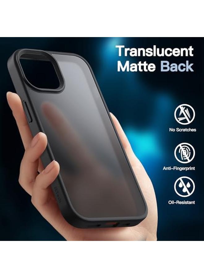 جي تيك جراب غير لامع 3 في 1 لهاتف آيفون 13 ميني مقاس 5.4 بوصة مع قطعتين من واقيات الشاشة الزجاجية المقواة الشفافة المقاومة للصدمات باللون الأسود - Image 4