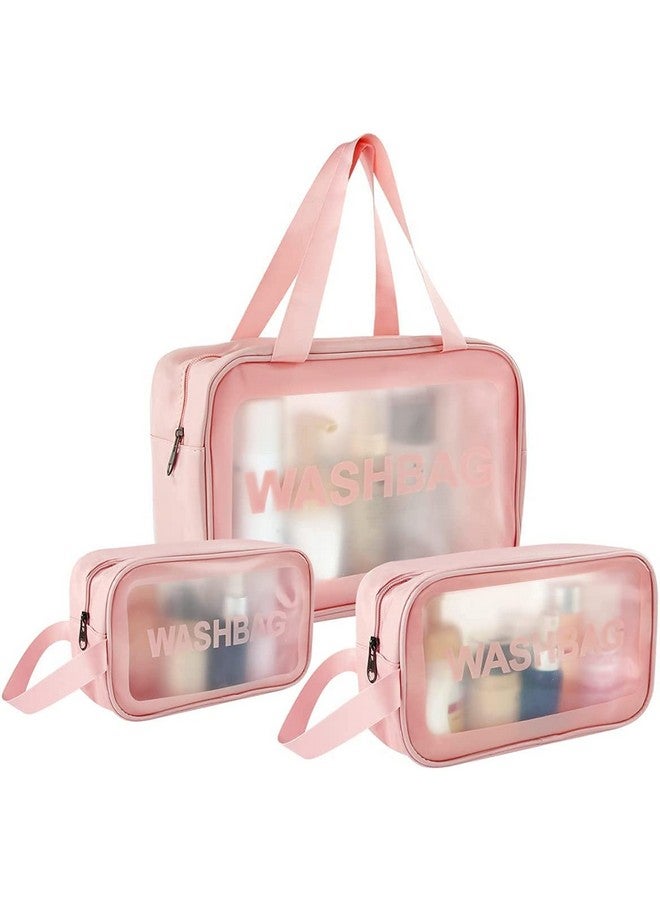 RAIYARAJ Make Up Bag PVC Waterproof Zippered Cosmetic Bag, Portable Carry Pouch for Women Men Multicolor (Set of 3) - Image 2