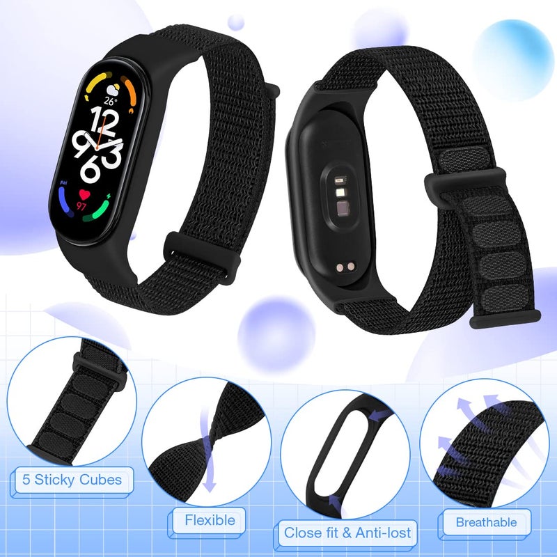 TumpCez حزام نيلون TumpCez Solo Loop متوافق مع Xiaomi Mi Band 6 5 4 3 / Amazfit Band 5، حزام رياضي ملون ناعم قابل للتعديل بديل لـ Xiaomi Mi Band 6 5 (NFC) للرجال والنساء - Image 3