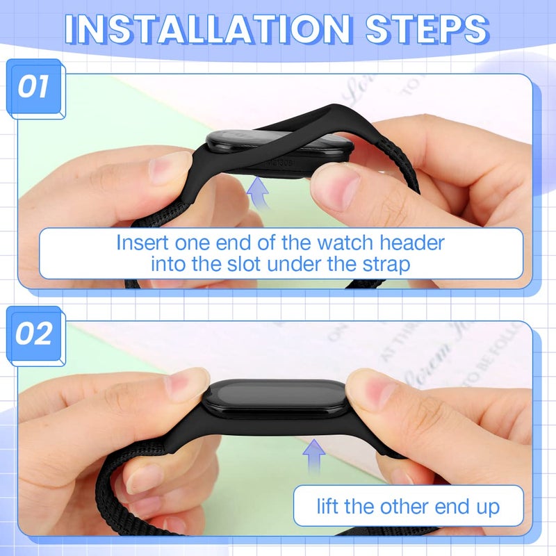 TumpCez حزام نيلون TumpCez Solo Loop متوافق مع Xiaomi Mi Band 6 5 4 3 / Amazfit Band 5، حزام رياضي ملون ناعم قابل للتعديل بديل لـ Xiaomi Mi Band 6 5 (NFC) للرجال والنساء - Image 5