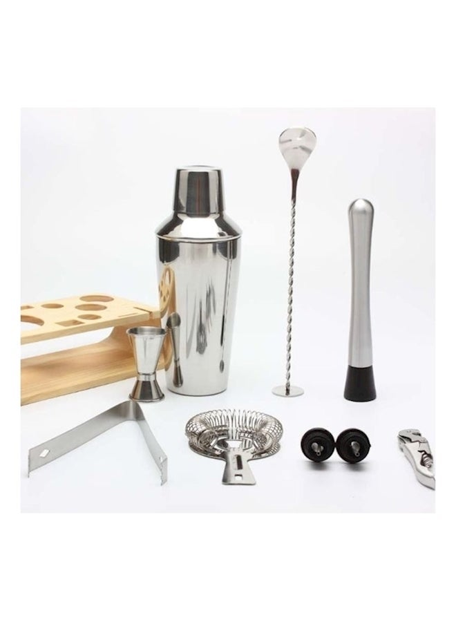 NIBEMINENT 9-Piece Cocktail Shaker Bartender Kit Silver/Beige - Image 3
