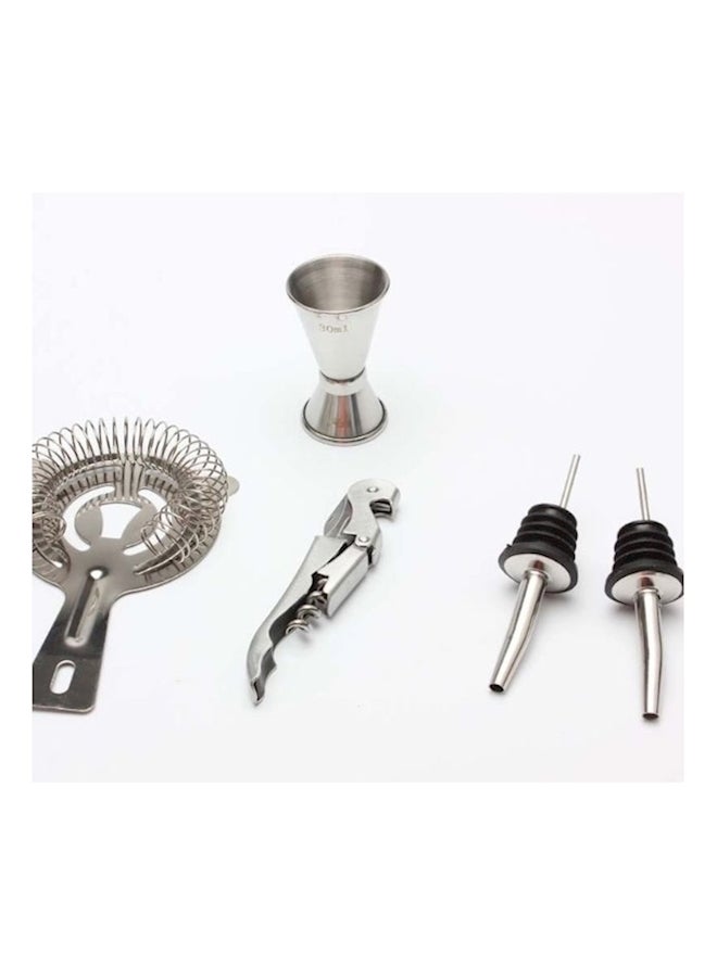 NIBEMINENT 9-Piece Cocktail Shaker Bartender Kit Silver/Beige - Image 4