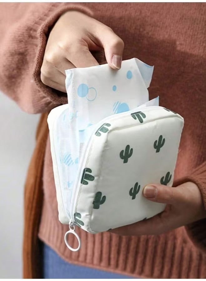 حقيبة تخزين الفوط الصحية المحمولة من قطعتين، حقيبة الدورة الشهرية للمراهقات، فوط صحية/ فوط صحية/ سدادات قطنية صغيرة، حقيبة تخزين الفوط الصحية، هدايا الدورة الشهرية الأولى للفتيات المراهقات 13 × 13 سم - Image 5