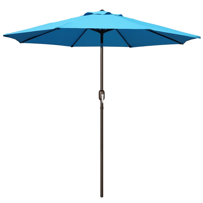 Blissun 9' Outdoor Patio Umbrella, Outdoor Table Umbrella, Yard Umbrella, Market Umbrella with 8 Sturdy Ribs, Push Button Tilt and Crank (Light Blue) - Image 1
