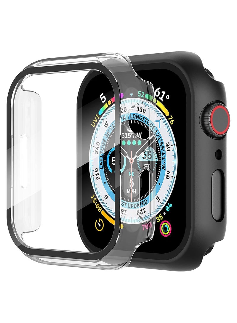 FARROBIZZ 2-Pack for Apple Watch Series 9/8/7/6/5/4/Series SE/SE 2  in mm All-around Screen Protector Case, Tempered Glass Screen Protector Case Ultra-thin for iWatch in mm Protection Cover - Clear - Image 1