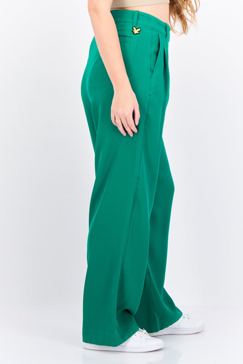 Lyle & Scott Women Regular Fit Plain Straight Leg Pants, Green - Image 2