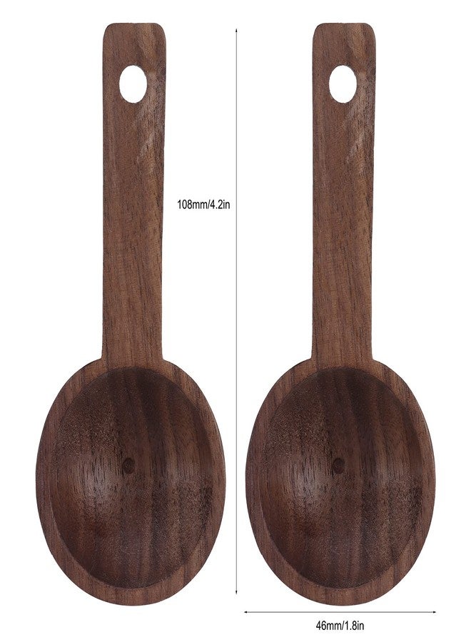 Fdit 2 Pcs Wooden Coffee Scoop, Walnut Teaspoon Measuring Spoon for Coffee Tea Sugar Flour Elegant Houshold Kitchen Measuring Tool(2#) - Image 2