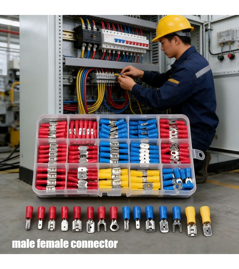 Male Female Crimp Connectors 4 Pcs Insulated Wire Spade Terminals For Automotive Cables - Image 1