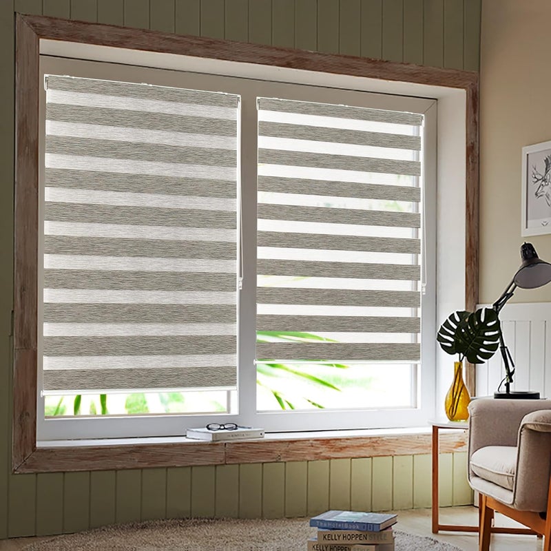 Deco Window Zebra Blinds for Windows 40 Inches W X 84 Inches H Brown Day and Night Blinds with Aluminium Cassette for Living Bed Room Office - Image 2