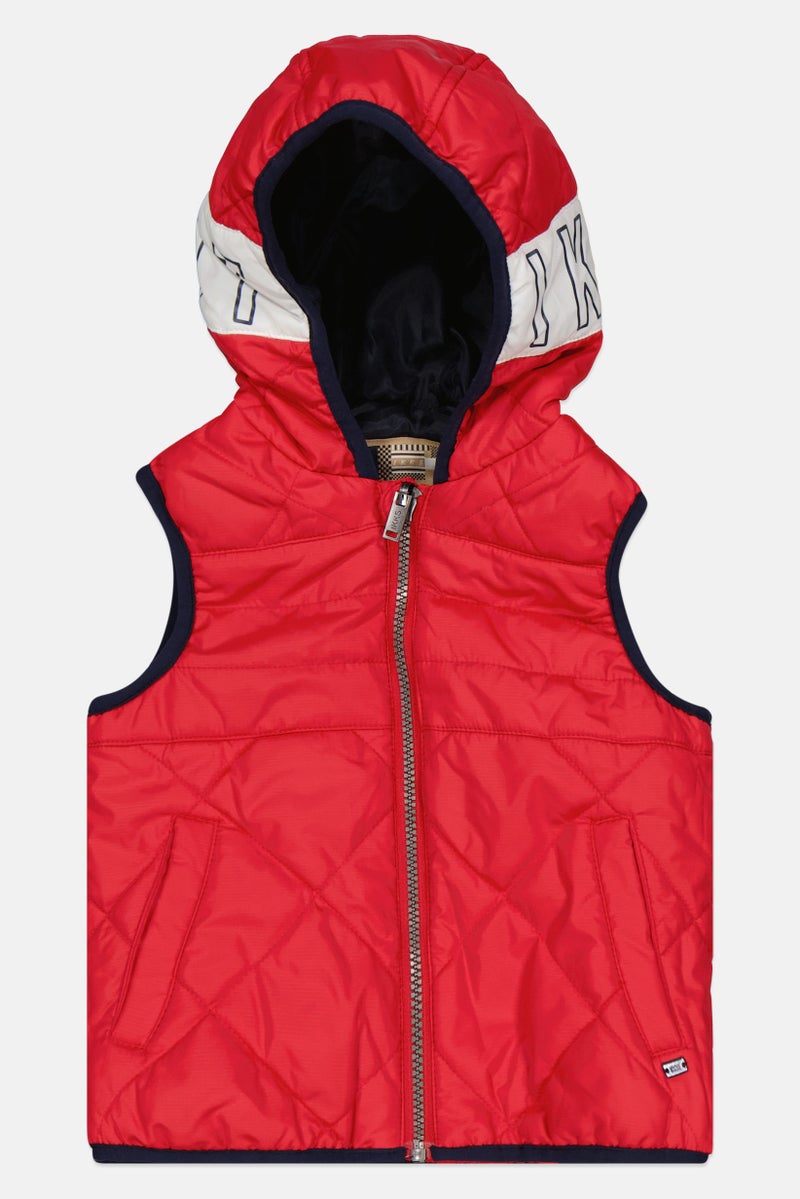 IKKS جاكيت مبطن برأس للأطفال من الأولاد بشعار العلامة التجارية، مجموعة حمراء - Image 1