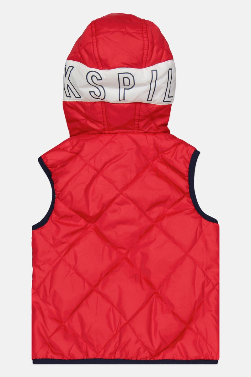 IKKS جاكيت مبطن برأس للأطفال من الأولاد بشعار العلامة التجارية، مجموعة حمراء - Image 2