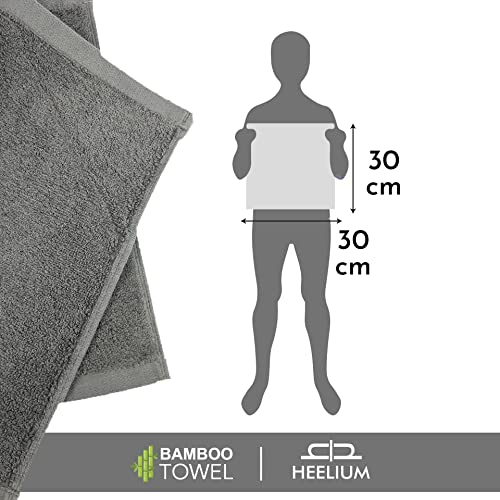 HEELIUM Bamboo Face Towel | Ultra Absorbent & Odour-Free | 3X Softer Than Cotton Towels | 30 x 30 cm - 600 GSM | Pack of 3 - Blue, Grey, Light Grey - Image 4
