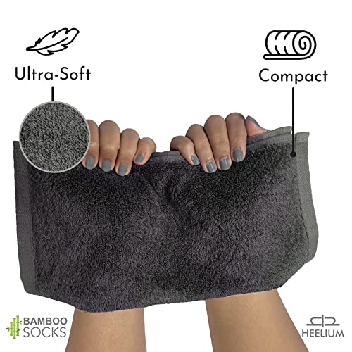 HEELIUM Bamboo Face Towel | Ultra Absorbent & Odour-Free | 3X Softer Than Cotton Towels | 30 x 30 cm - 600 GSM | Pack of 3 - Blue, Grey, Light Grey - Image 2