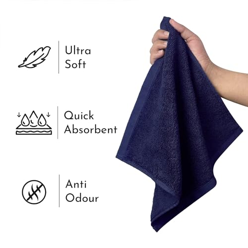 HEELIUM Bamboo Face Towel | Ultra Absorbent & Odour-Free | 3X Softer Than Cotton Towels | 30 x 30 cm - 600 GSM | Pack of 3 - Blue, Grey, Light Grey - Image 3