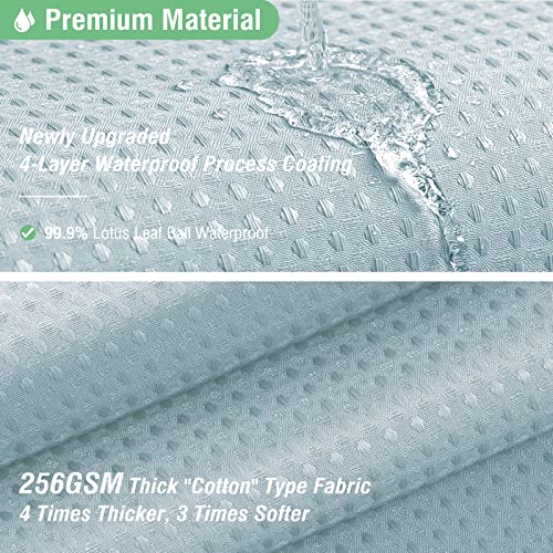 Dynamene Extra Long Shower Curtain - 84 Inch Long Fog Blue Waffle Weave Heavy Duty Fabric Bathroom Shower Curtain, Neutral Weighted Hotel Thick Bath Curtain Set with 12 Plastic Hooks,72x84, Fog Blue - Image 4