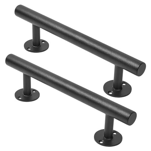 Purife 12'' Black Iron Gate Handles and Pulls Pack of 2, Garage Door Handle, Outdoor Sheds Fence Barn Door Handle, Exterior Cabinets Closet Gate Pulls - Image 2