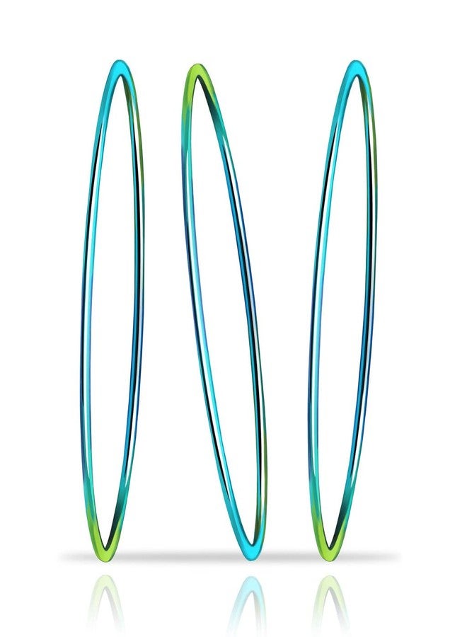 SILVERLINE JEWELRY Stainless Steel Classical Round Simple Plain Circle High Polished Bangle Bracelet for Women, Set of 3 Multi Color SMALL 2.5in - Image 1